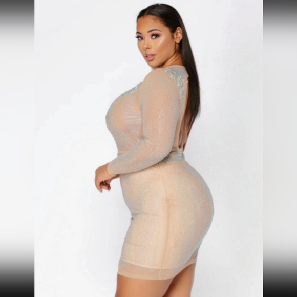 Fashion Nova "Studs & Stones Midi Dress" (1X) - Picture 3 of 16